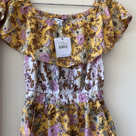 O’NEILL Ziggi Sunshine Yellow Boho Floral Boho Off The Shoulder Midi Dress NWT - Picture 8 of 14